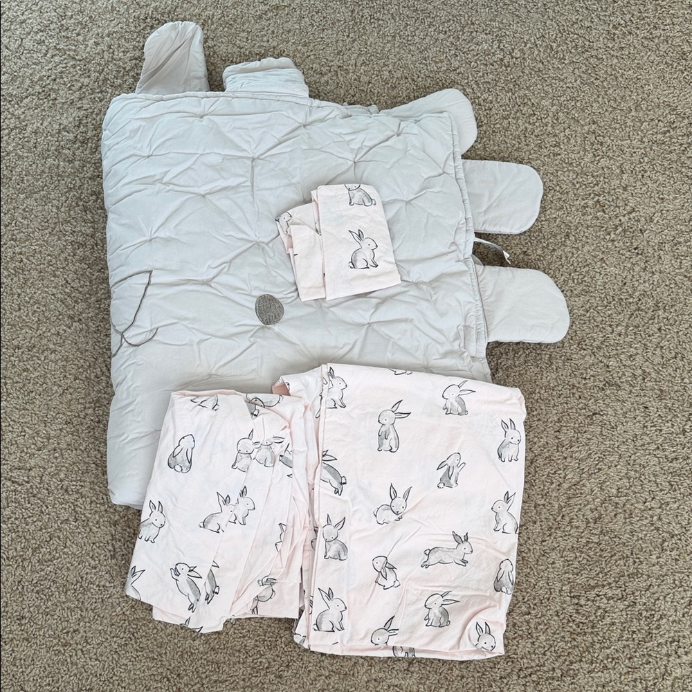 Land Of Nod Bunny Rabbit Toddler Bedding Set